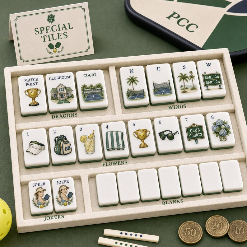 Pickleball Mahjong Game Set – Premium Acrylic 160 Tile
