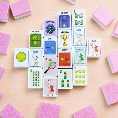 Tennis Mahjong Set, 152 Tile Custom Tennis Themed Mahjong, Unique Design