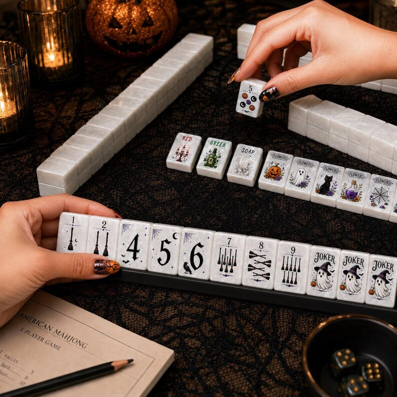 Halloween Mahjong Set, 160 Tile Custom Acrylic American Mah Jongg Tiles
