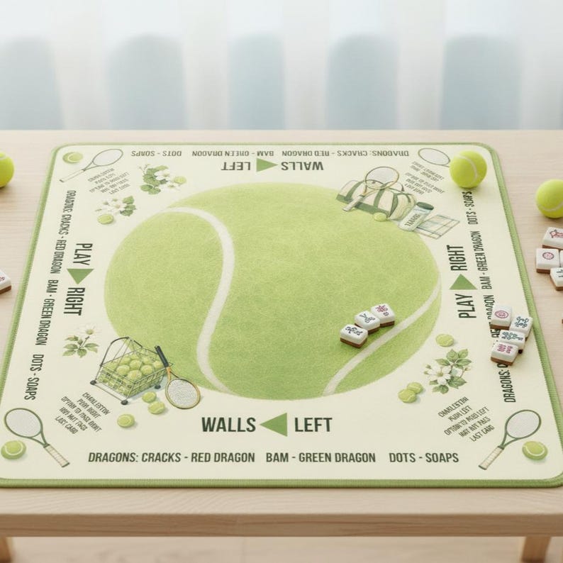 Tennis Court Mahjong Mat – Neoprene, Game Rules Included