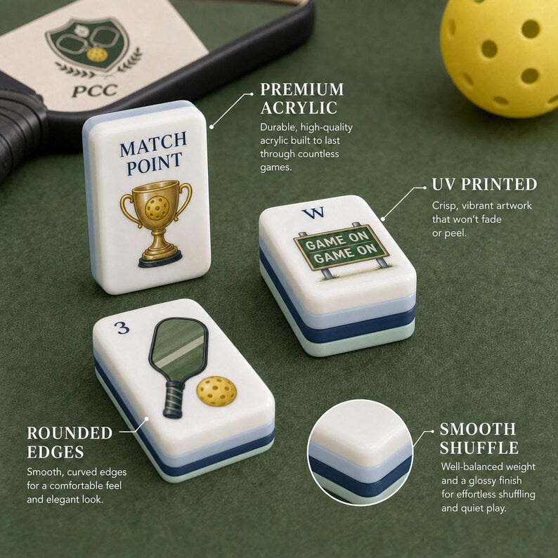 Pickleball Mahjong Game Set – Premium Acrylic 160 Tile