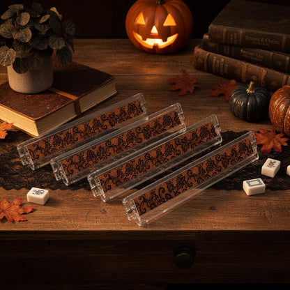 Spooky Lace Mahjong Racks – Set of 4, Acrylic Tile Holders