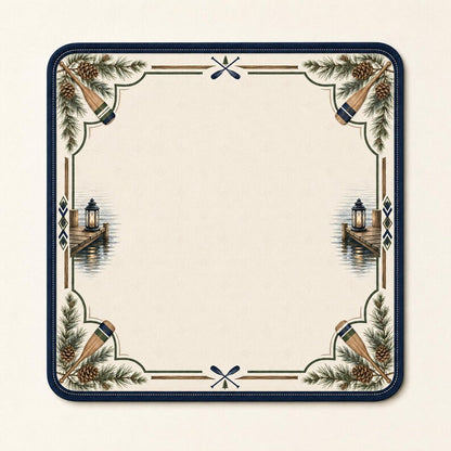 Lakeside Cabin Mahjong Mat, Personalized Rustic Log Cabin Non-Slip Table Cover