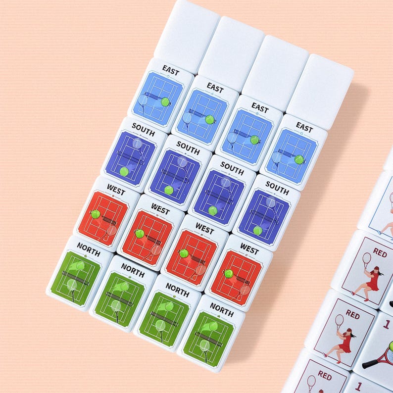 Tennis Mahjong Set, 152 Tile Custom Tennis Themed Mahjong, Unique Design