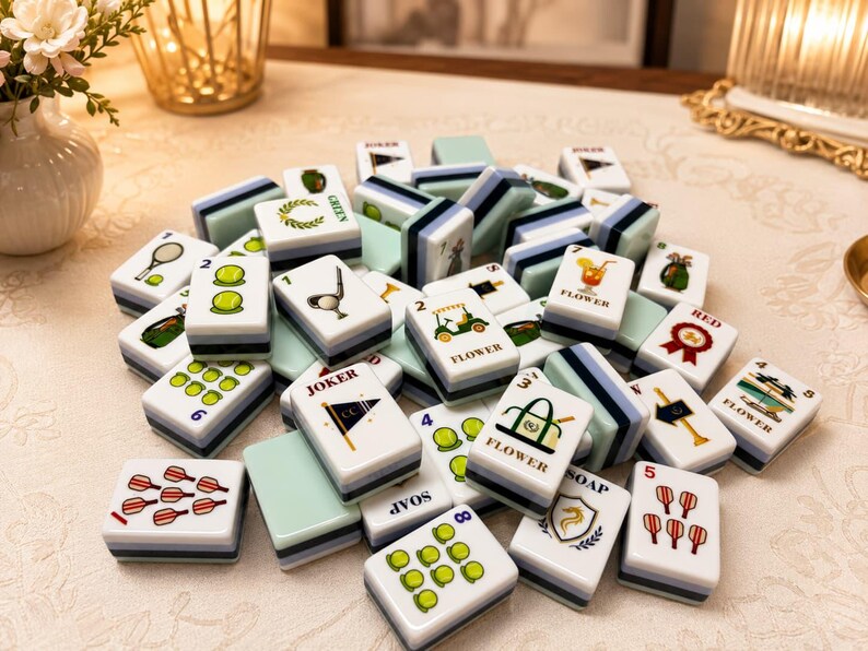 Country Club Mahjong Set, 160 Tile Golf Tennis Pickleball Acrylic Mahjong