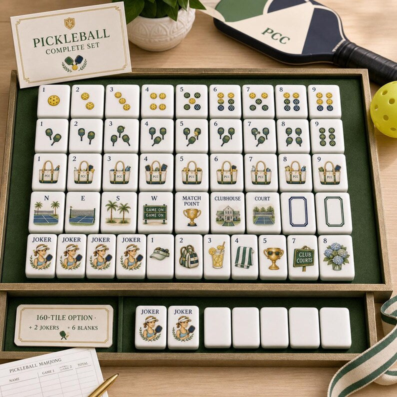 Pickleball Mahjong Game Set – Premium Acrylic 160 Tile