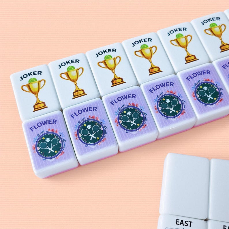 Tennis Mahjong Set, 152 Tile Custom Tennis Themed Mahjong, Unique Design