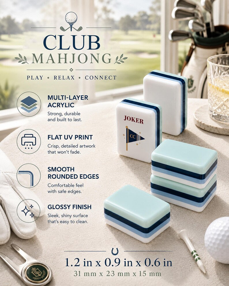 Country Club Mahjong Set, 160 Tile Golf Tennis Pickleball Acrylic Mahjong