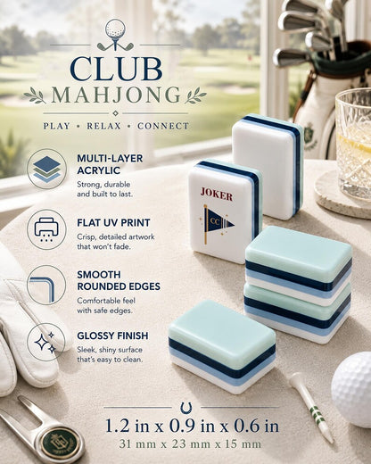 Country Club Mahjong Set, 160 Tile Golf Tennis Pickleball Acrylic Mahjong