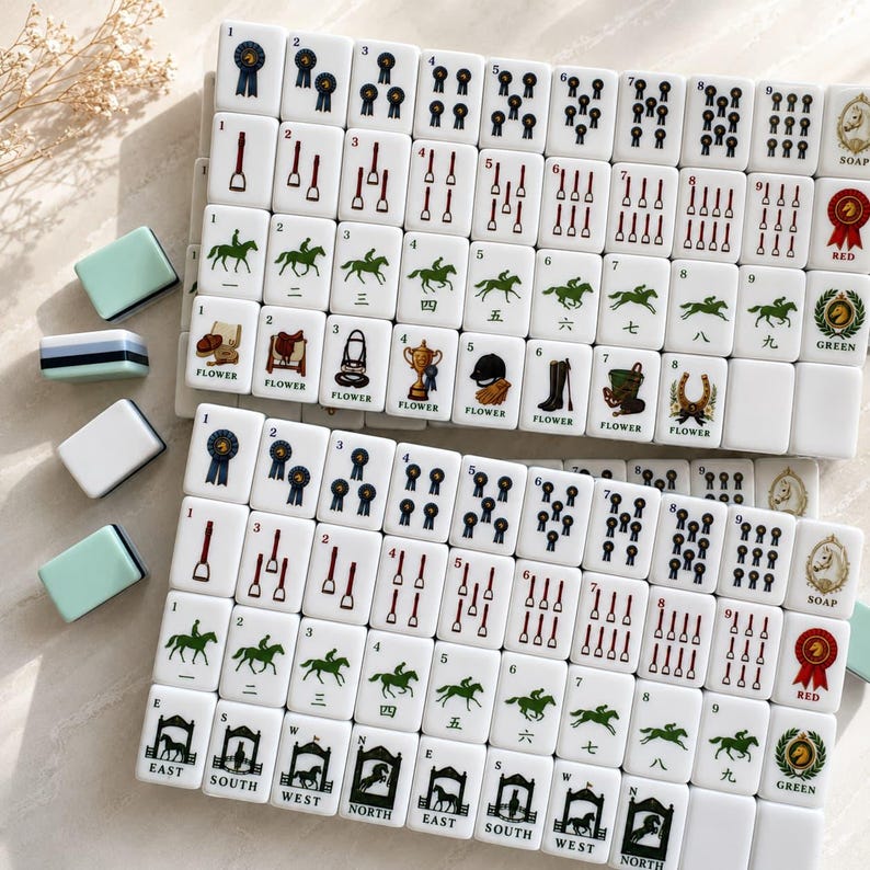 Equestrian Mahjong Set™ – Horse Themed, 160 Acrylic Tiles