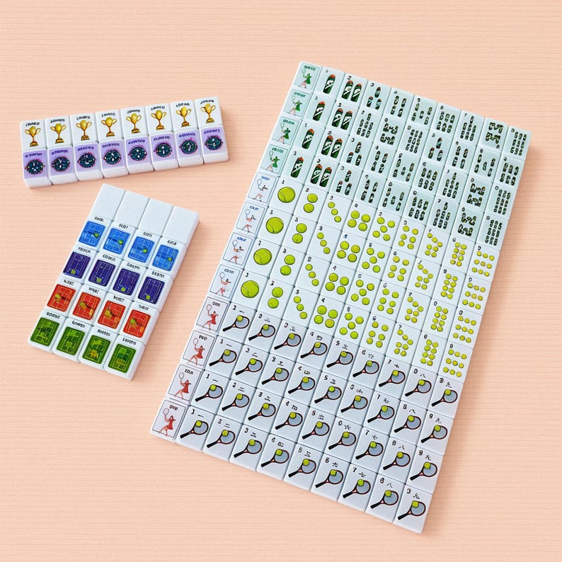 Tennis Mahjong Set, 152 Tile Custom Tennis Themed Mahjong, Unique Design
