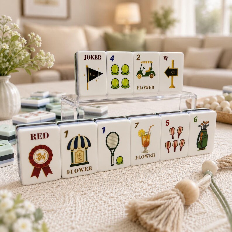Country Club Mahjong Set, 160 Tile Golf Tennis Pickleball Acrylic Mahjong
