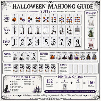 Halloween Mahjong Set, 160 Tile Custom Acrylic American Mah Jongg Tiles