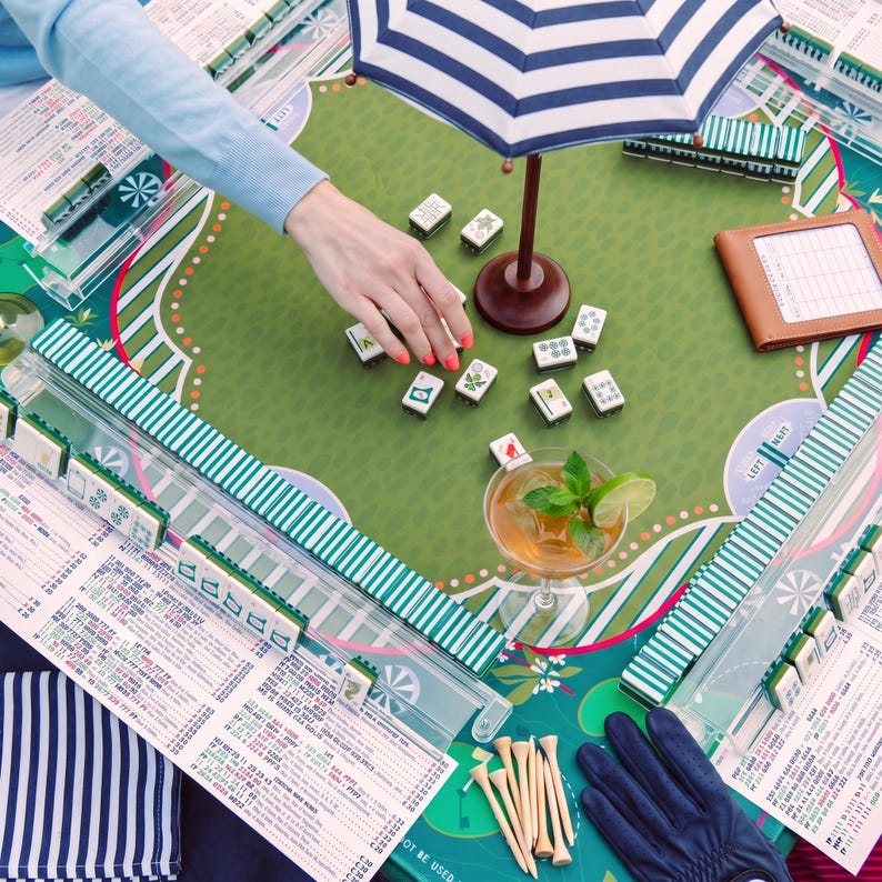 Golf Mahjong Set, 160 Tile 4-Layer Acrylic, Country Club American Mahjong