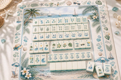 Coastal Beach Mahjong Set™ – Custom UV Printed Tiles