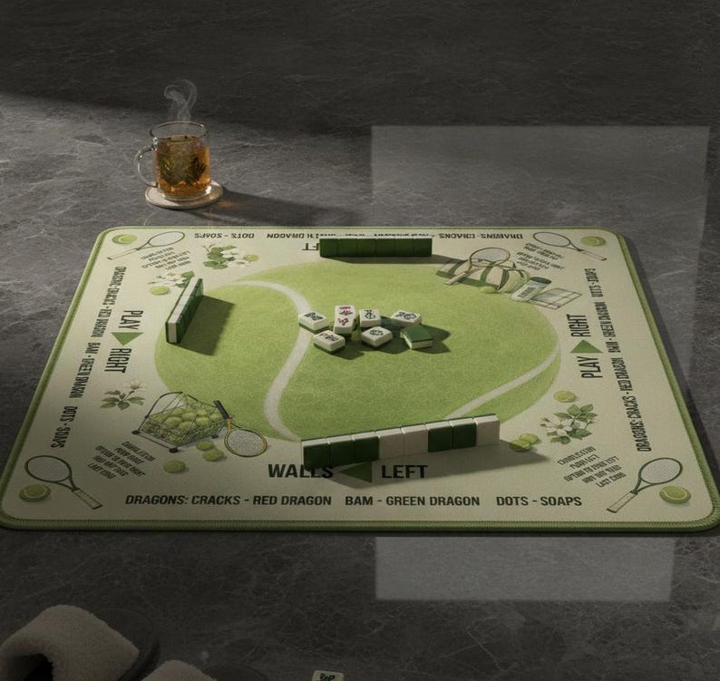 Tennis Court Mahjong Mat – Neoprene, Game Rules Included