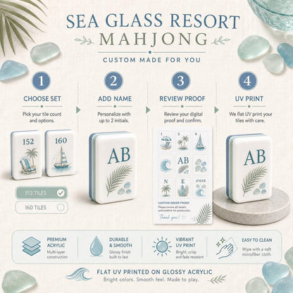 Coastal Beach Mahjong Set™ – Custom UV Printed Tiles