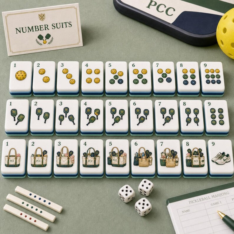 Pickleball Mahjong Game Set – Premium Acrylic 160 Tile