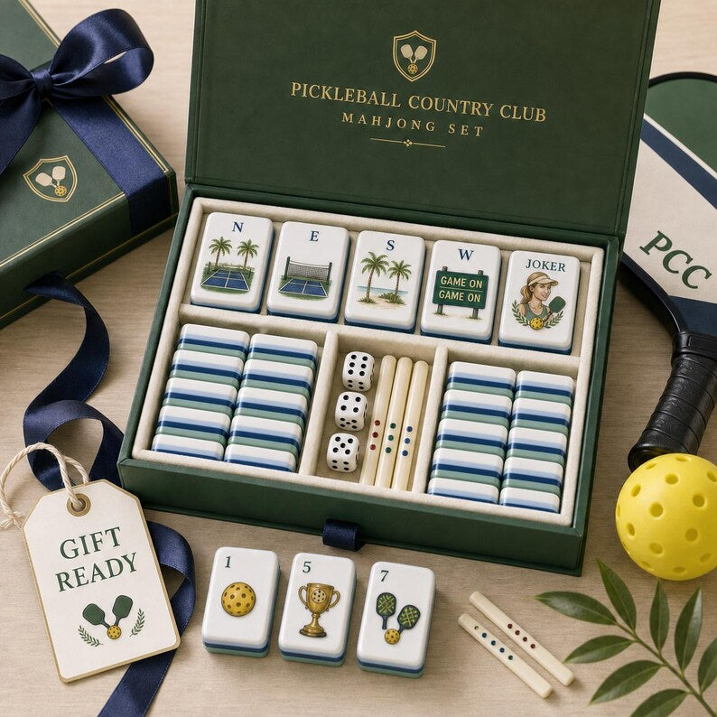 Pickleball Mahjong Game Set – Premium Acrylic 160 Tile